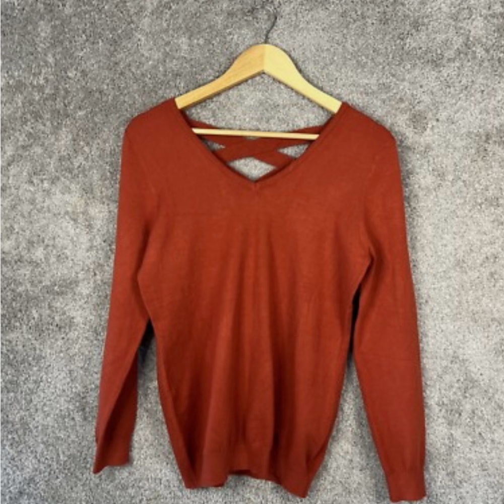 Elegant Terracotta V-Neck Sweater